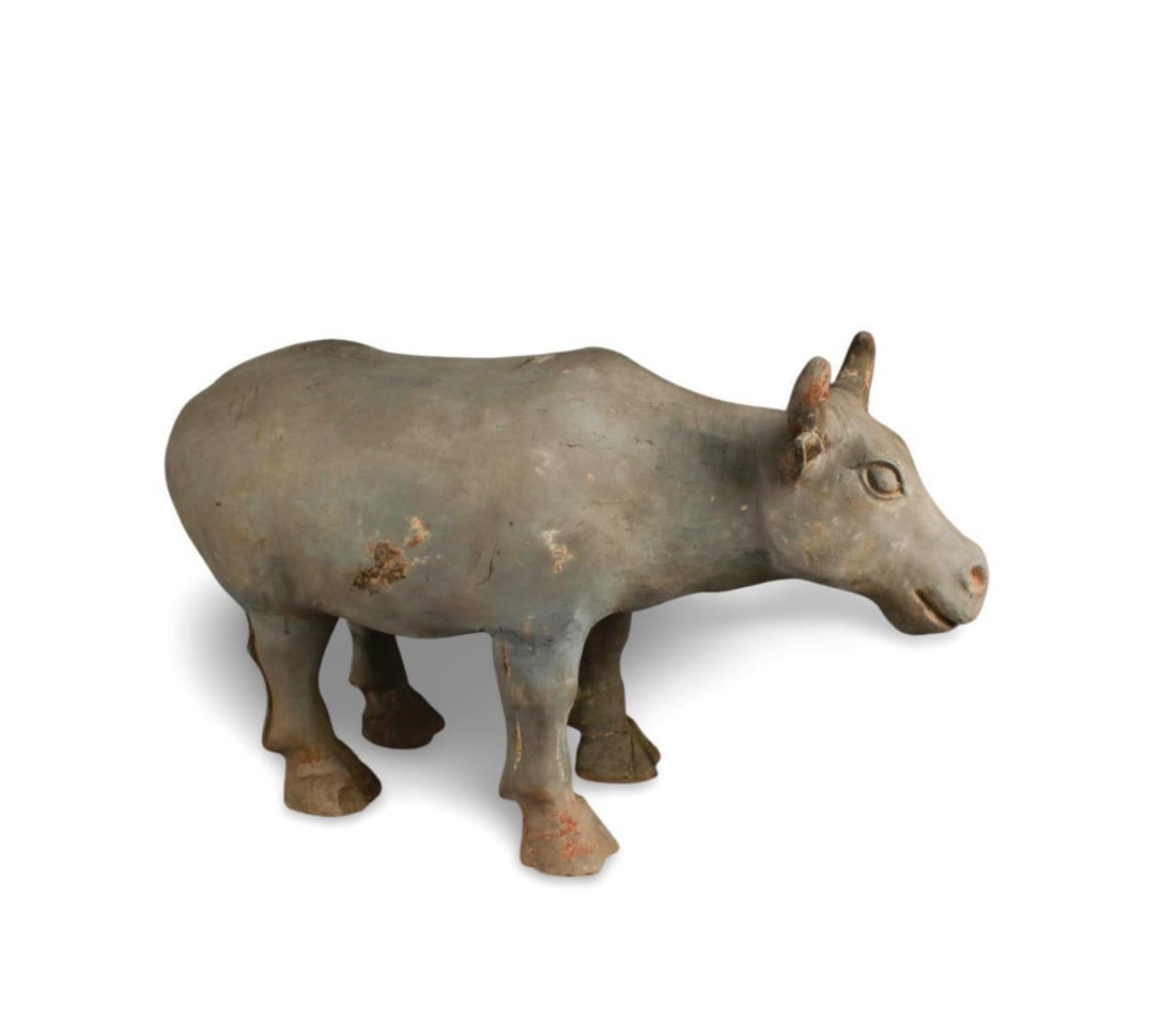 Chinese Pottery Cow Statue (1 of 4)