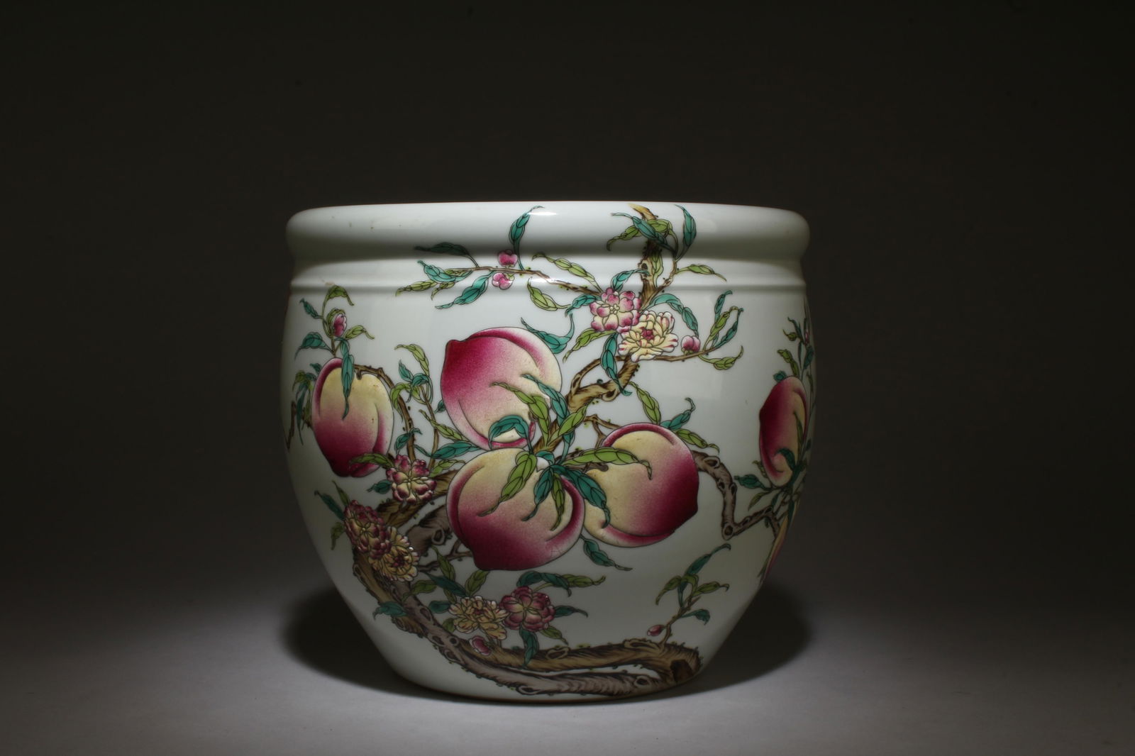 Chinese Porcelain Ink Washer: Chinese Porcelain Ink Washer, decorated with peaches. Diameter: 10"