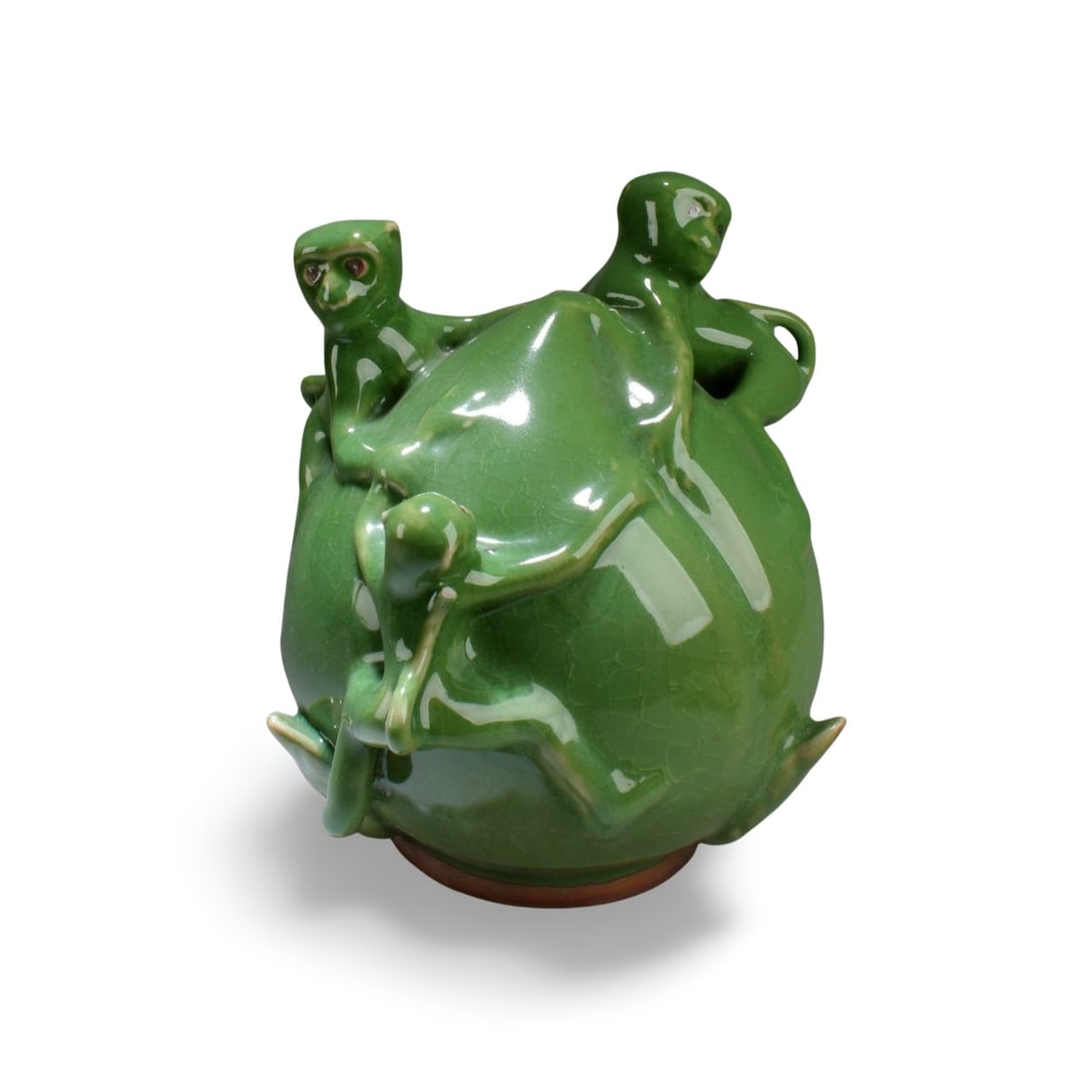 Chinese Crackleware Glazed Porcelain Ornament: Chinese Crackleware Glazed Porcelain Ornament. Height: 9"