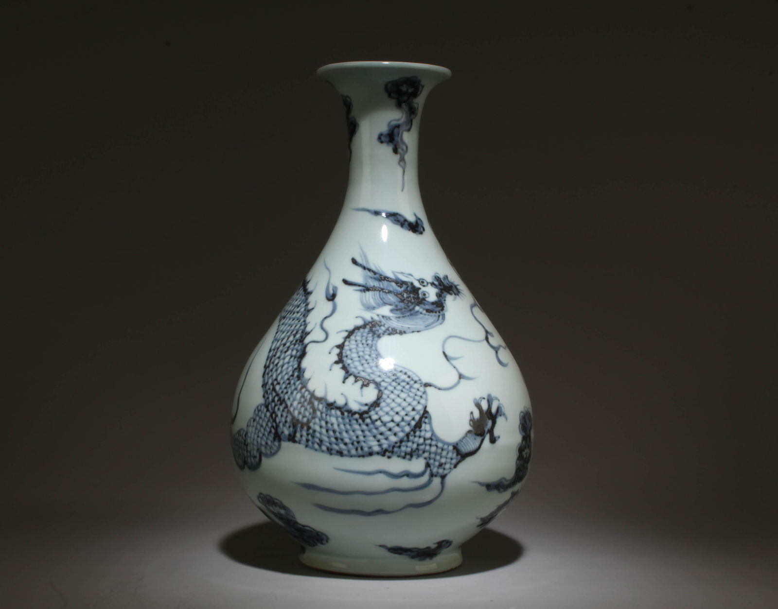 A Blue and White Dragon Yuhuchun Vase (1 of 5)