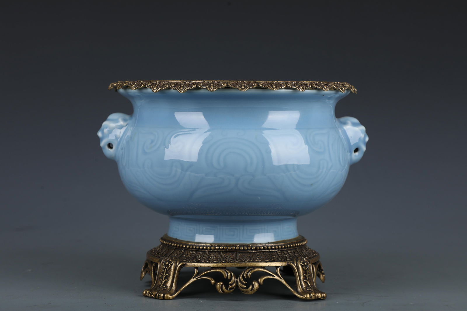 A Porcelain Light Blue Porcelain Incense Burner: A Porcelain Light Blue Porcelain Incense Burner. Dimensions: 10.5" x 7".