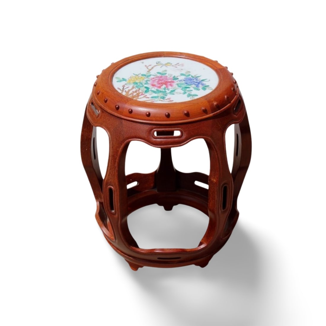 A Guqin Stool with Porcelain Top: A Guqin Stool with Porcelain Top. Dimension: 18" x 15".