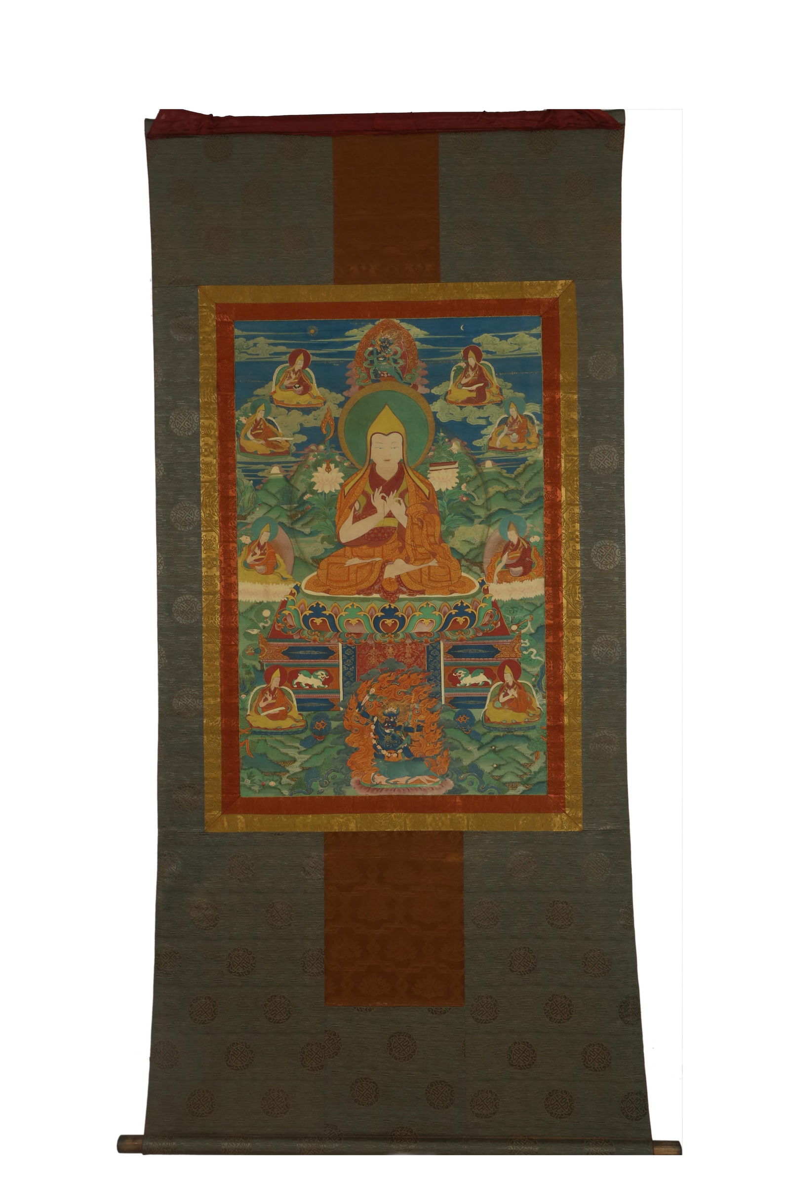 A Tibetan Thangka on Silk Frame (1 of 9)