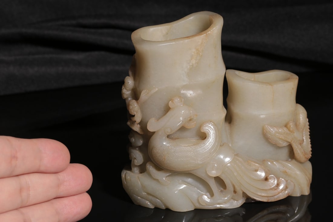 A Hetian Jade Double Brushpot - 11