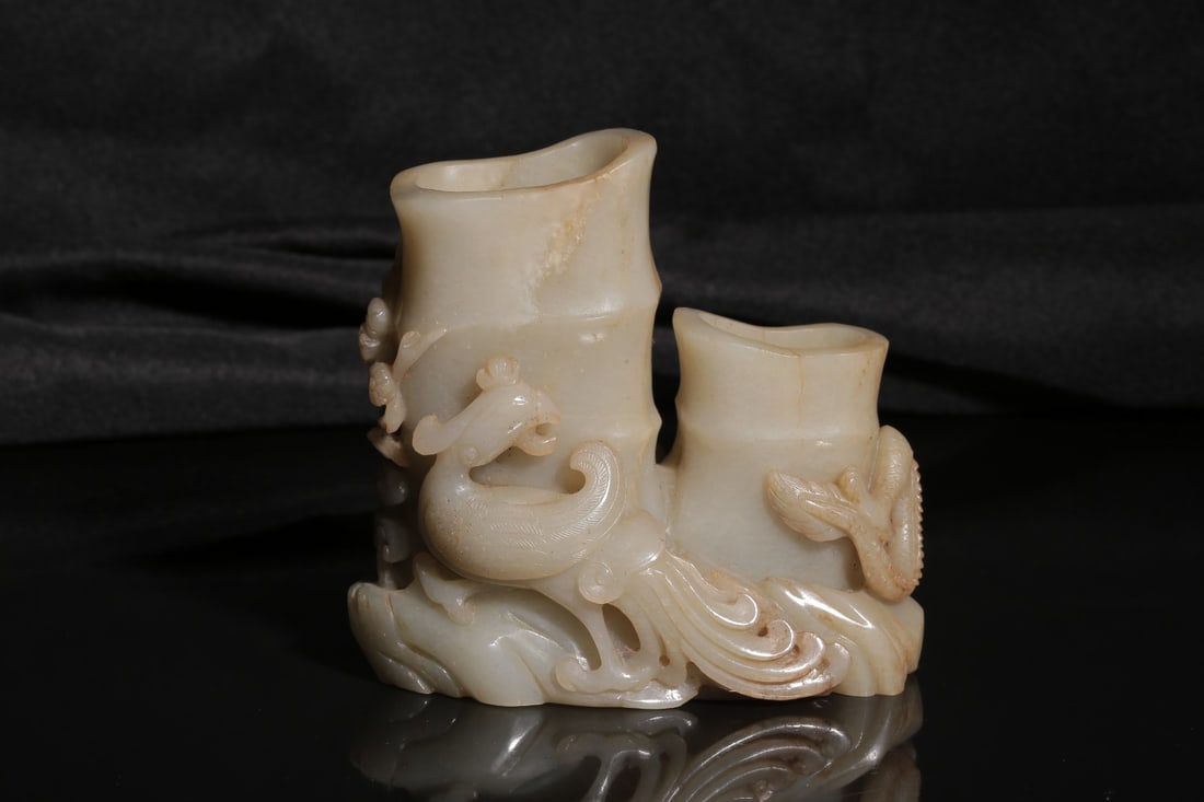 A Hetian Jade Double Brushpot - 2