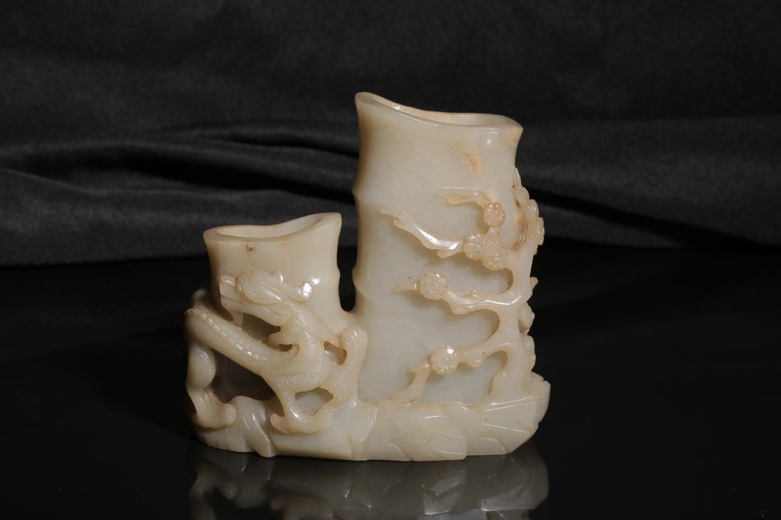 A Hetian Jade Double Brushpot - 5