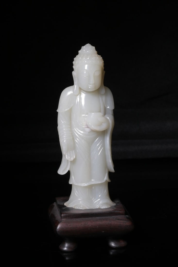 A Hetian Jade Standing Shakyamuni Buddha Statue (1 of 17)