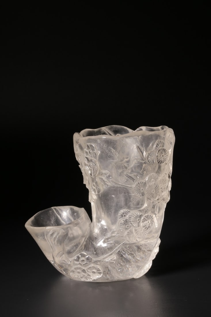 A Rock Crystal Double Brushpot: A Rock Crystal Double Brushpot. Dimensions: 4.33 × 4.13 × 2.76 in; Weight: 1.132 lb.