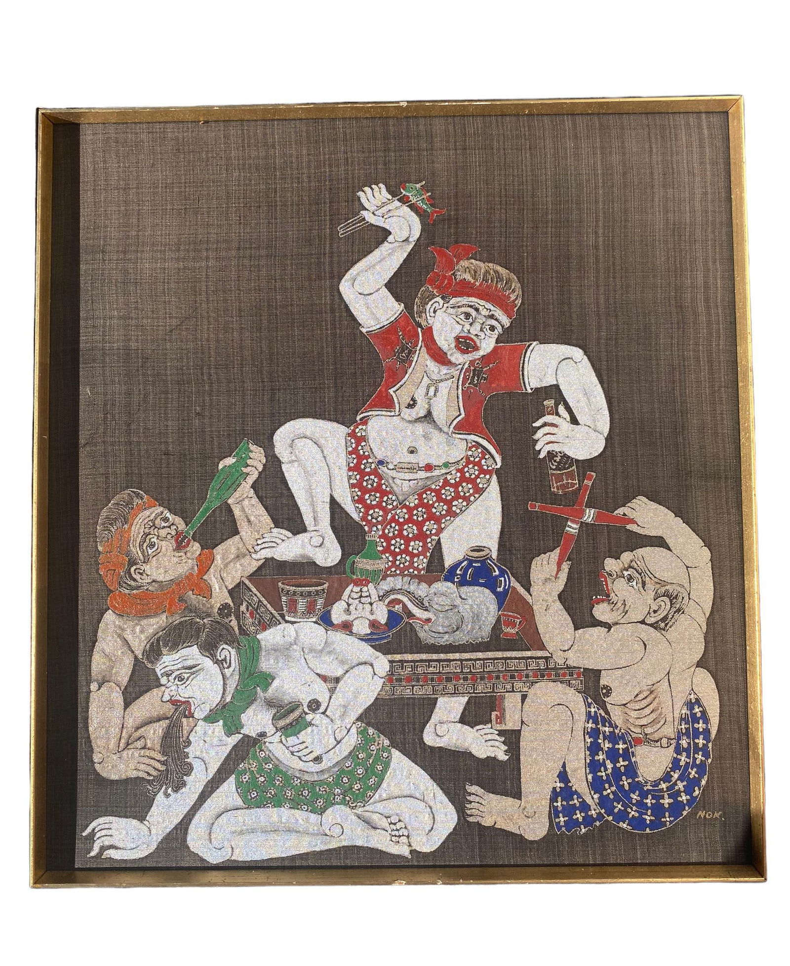 A Framed Japanese Painting: A Framed Japanese Painting. Frame Dimensions: 21''x22''. Painting Dimension: 17"x18".