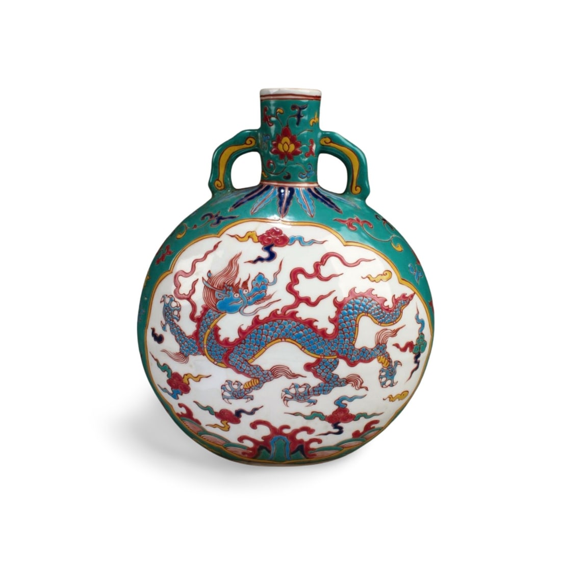 Chinese Porcelain Moonflask Vase: Chinese Porcelain Moonflask Vase. 'XuanDe' mark on body. Height: 11"