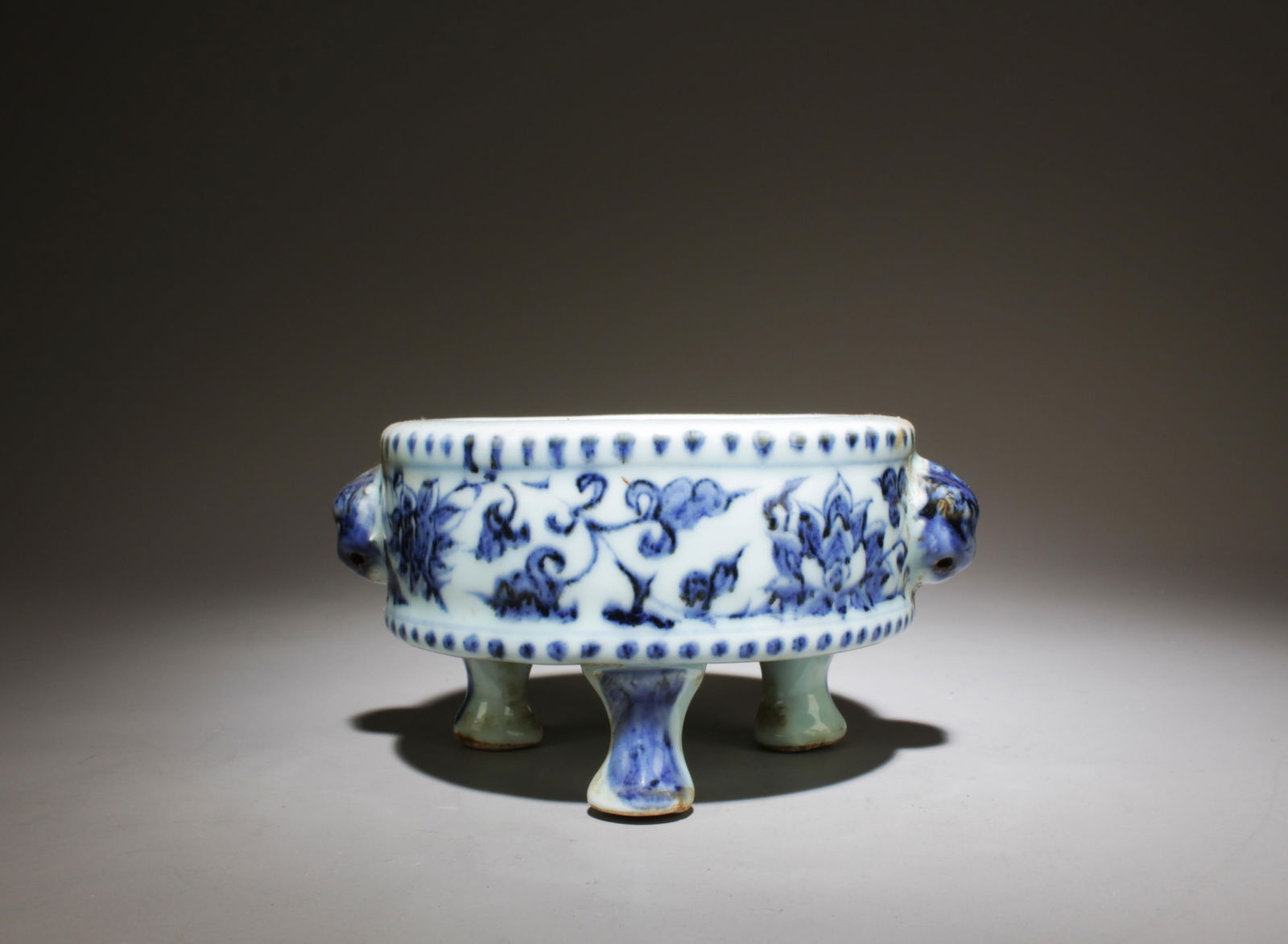 A Blue and White Incense Burner: A Blue and White Incense Burner. Dimension: 6" x 3.1".