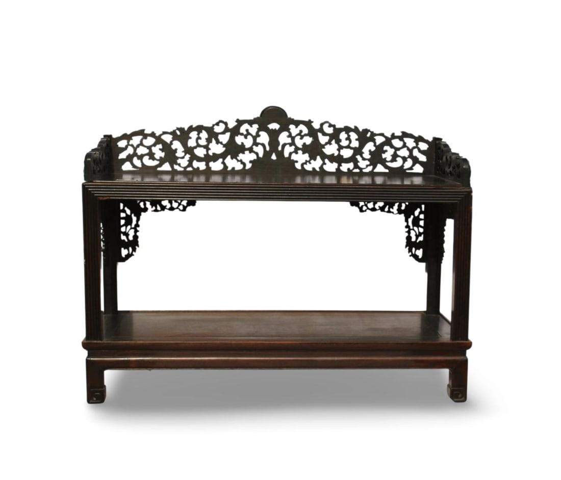 An Antique Hardwood Shelf: An Antique Hardwood Shelf. Dimension: 30.5" x 38" x 15.5".