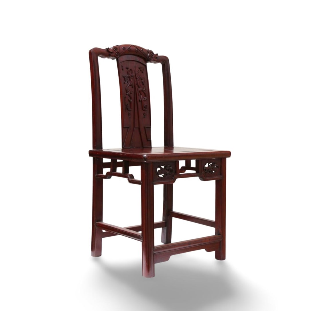 An Antique Hardwood Chair: An Antique Hardwood Chair. Dimension: 36" x 18" x 16".