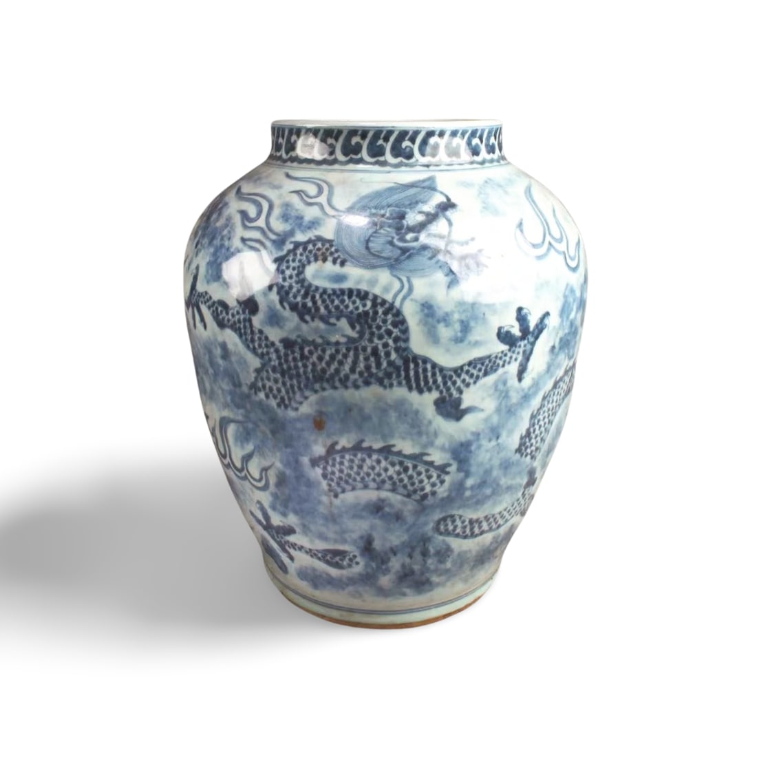 Chinese Blue & White Porcelain Jar: Chinese Blue & White Porcelain Jar. Height: 15"