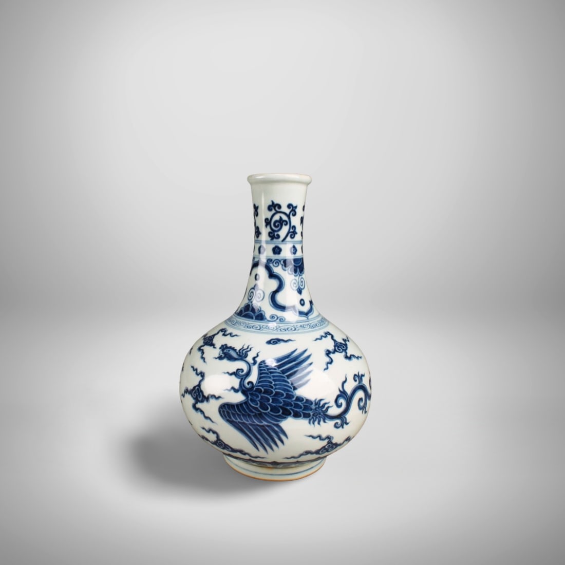Chinese Blue & White Porcelain Vase: Chinese Blue & White Porcelain Vase. A six character mark is imprinted at the base. Height: 12.5 ".