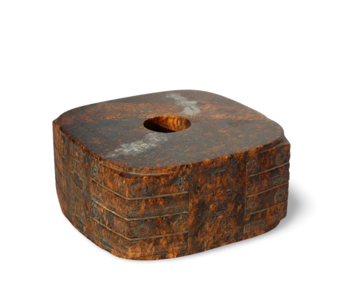 A Heavy Jade Ornament: A Heavy Jade Ornament. Dimension: 9" x 9" x 4".