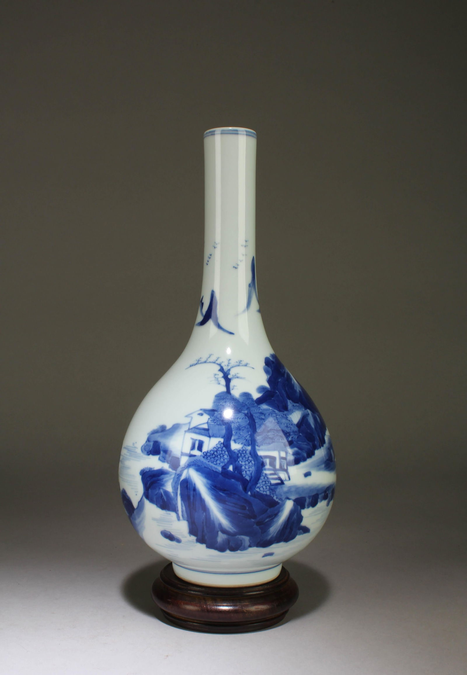 A Blue and White Vase with Stand - 2