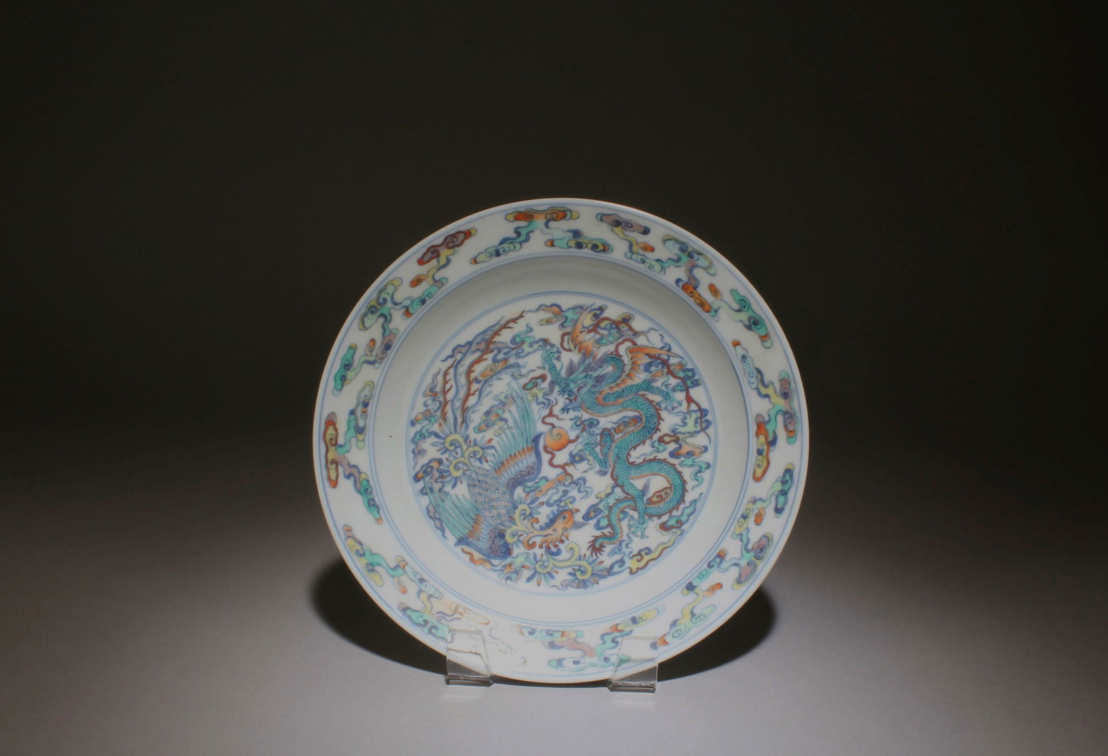 A Doucai Plate: A Doucai Plate. "YongZheng" mark at base. Diameter: 8.75" .