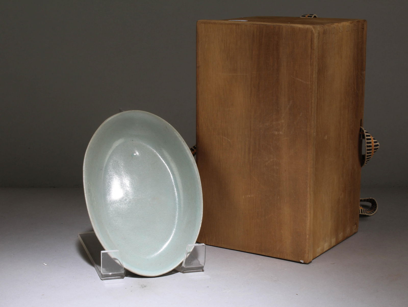 A Ruyao Chinese Plate: A Ruyao Chinese Plate. Dimension: 1.1" x 6.1" x 4.2".