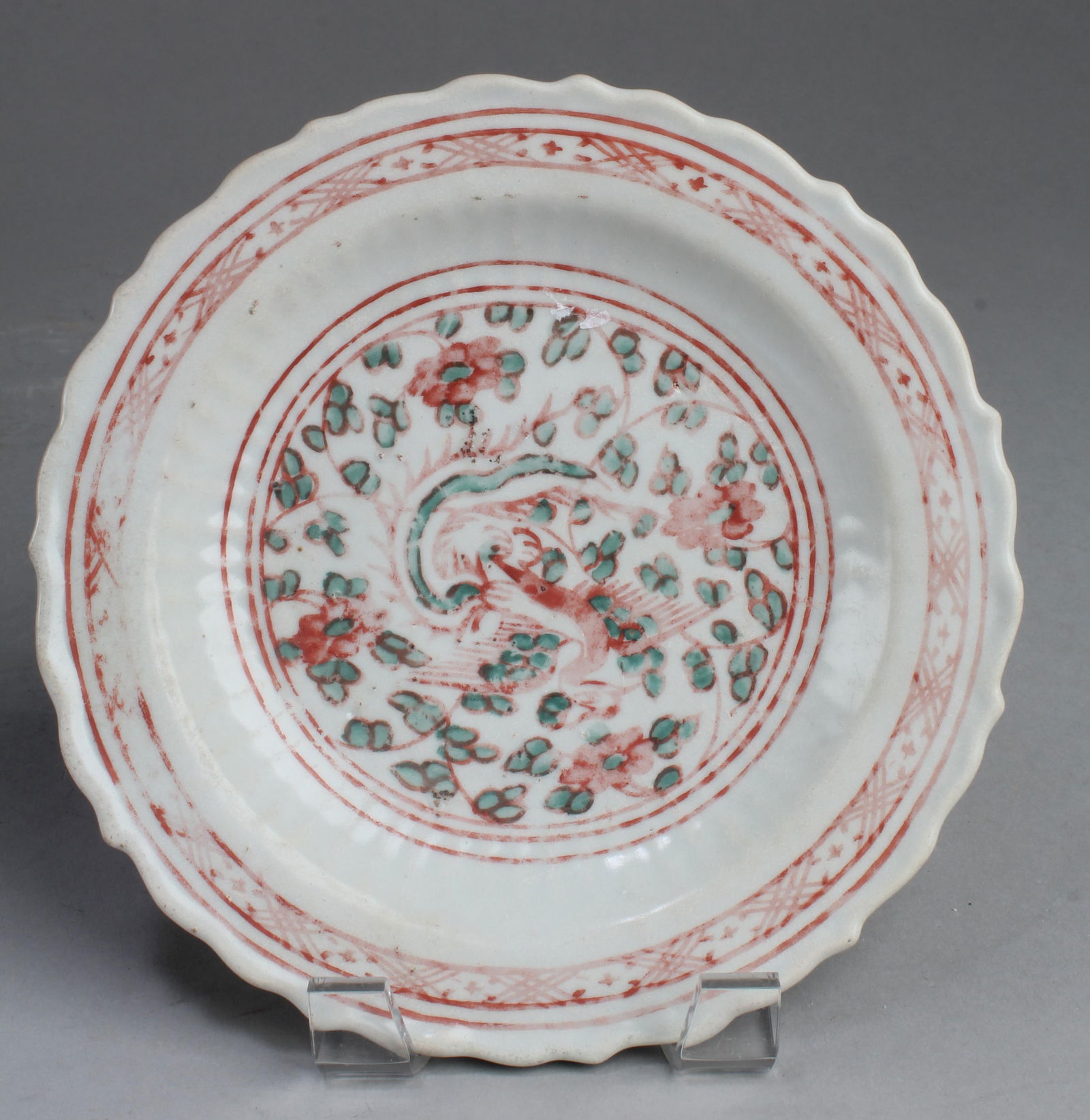 Antique Chinese 'Hong Lv Cai' Porcelain Plate, Min (1 of 2)
