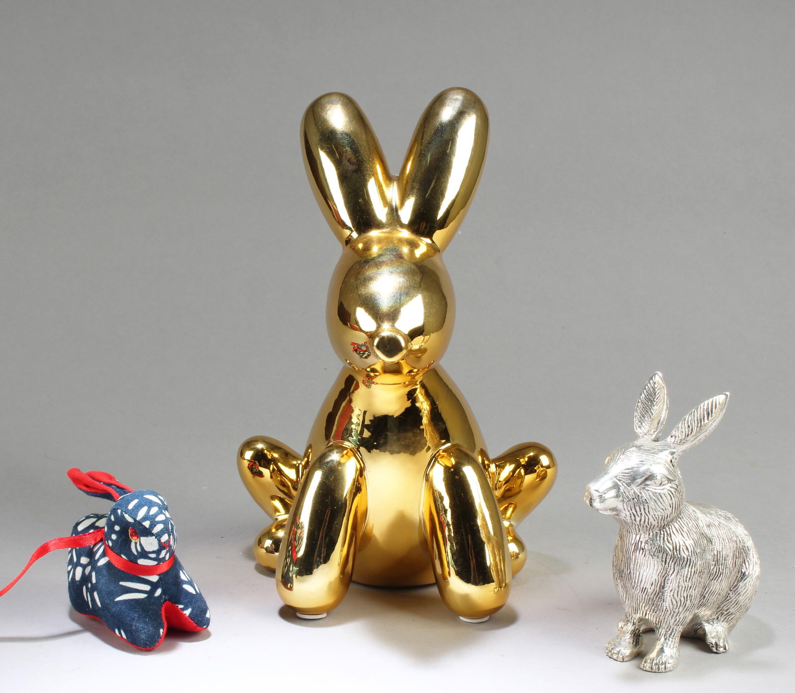 A Group of Three Miscellaneous Rabbit Figurines: A Group of Three Miscellaneous Rabbit Figurines. Height: 10" (Tallest)