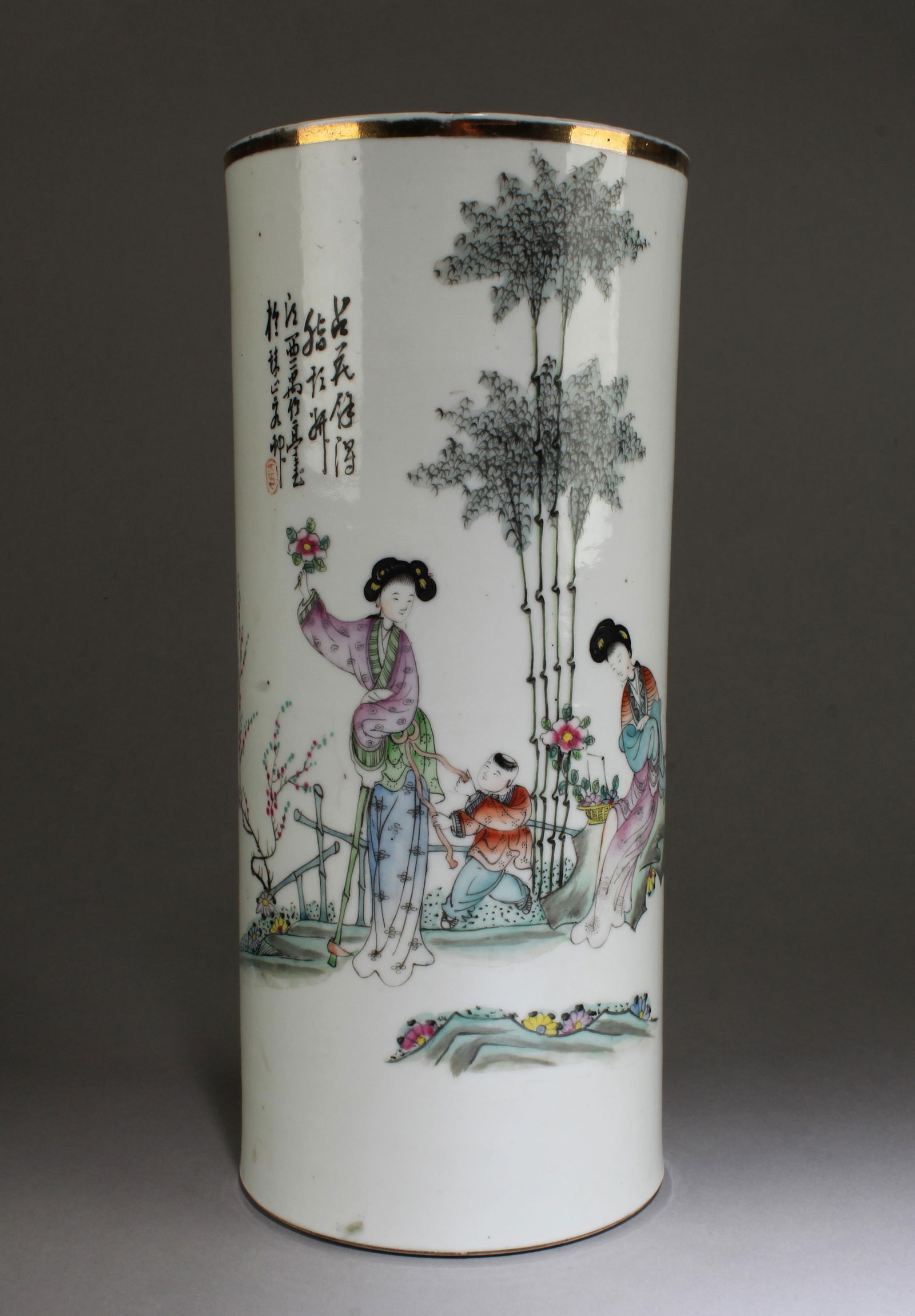 A Porcelain Hat Holder, early 20th C: A Porcelain Hat Holder, early 20 century, by famous artist. Height: 11.1"