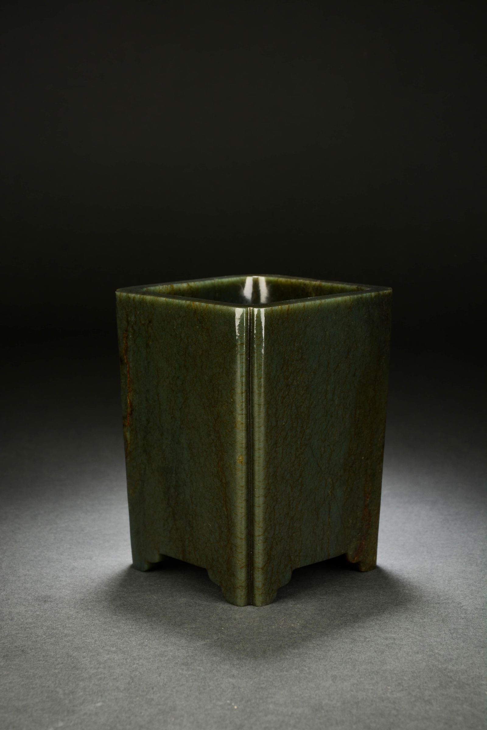 Jasper Jade Brush Pot - 2