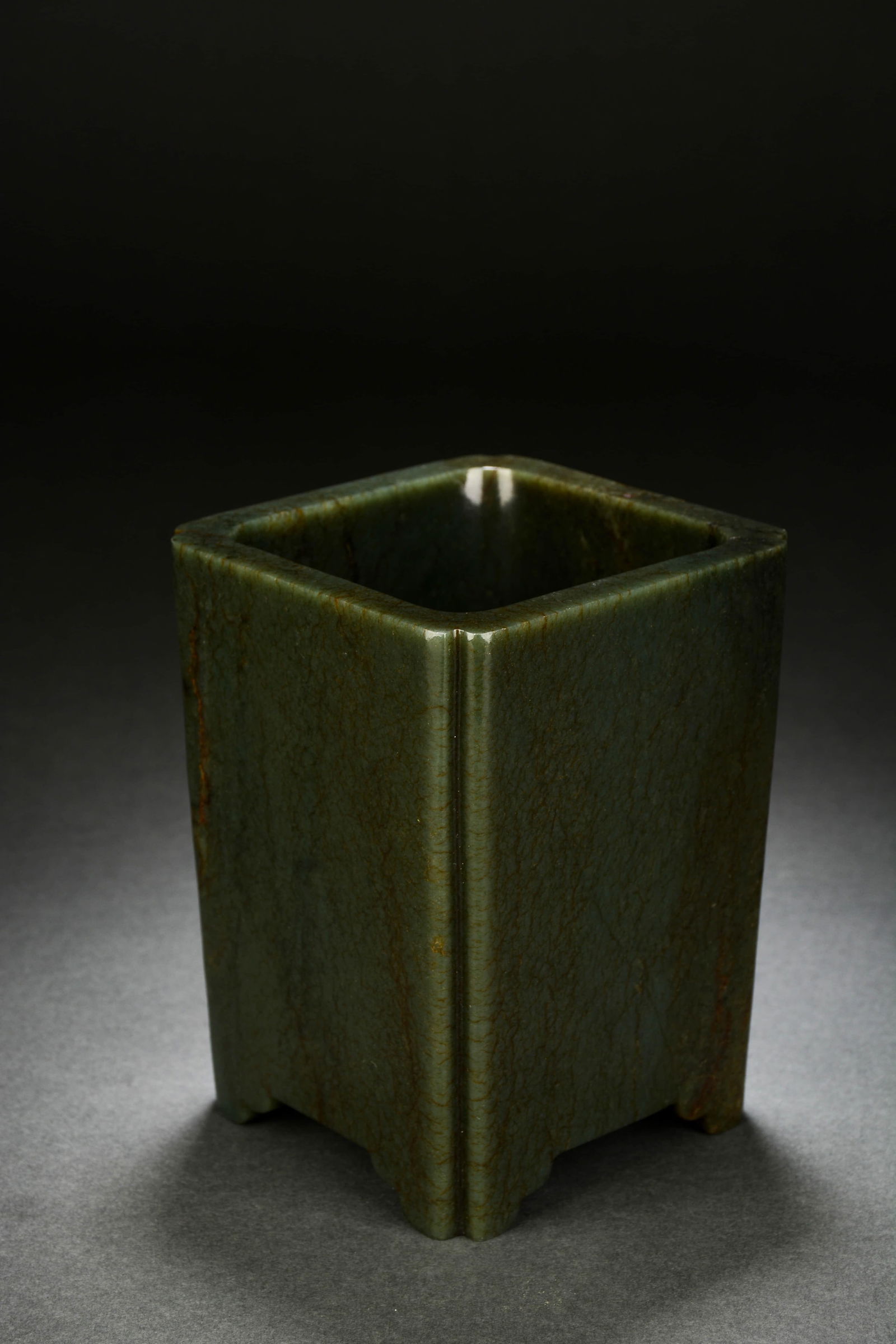 Jasper Jade Brush Pot - 3