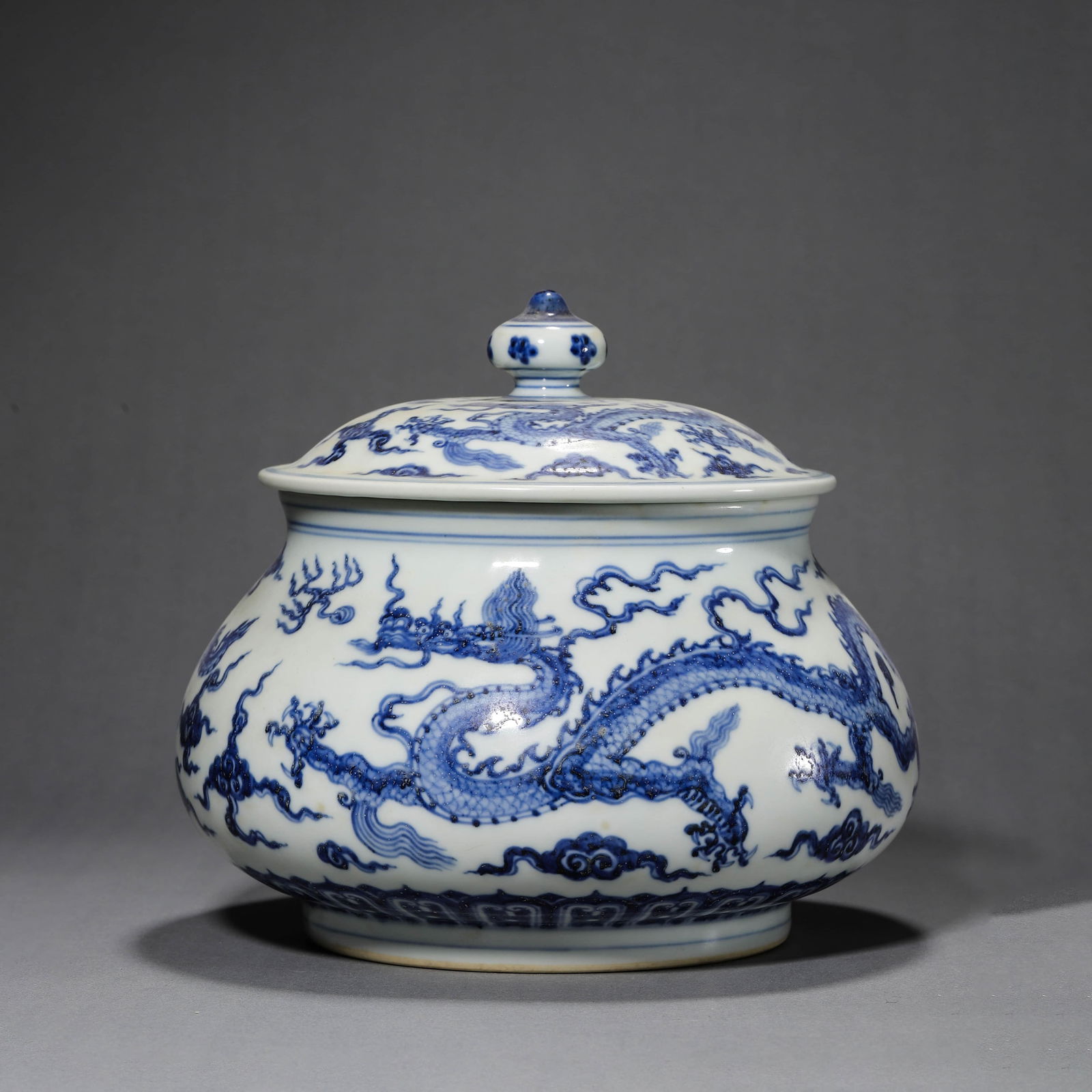 Blue and White Dragon Covered Jar (1 of 6)