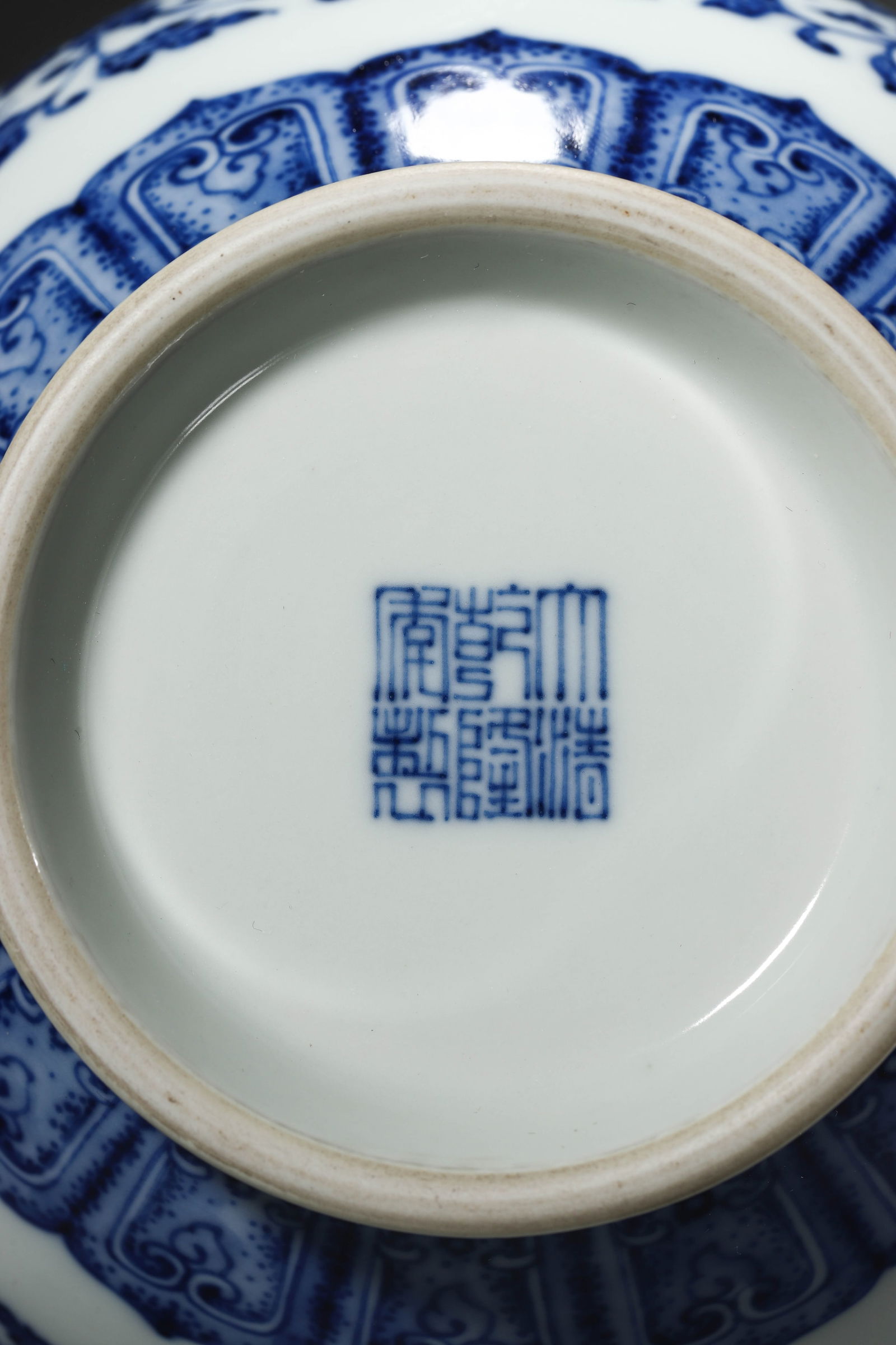 Blue and White Interlocking Lotus Vase - 7