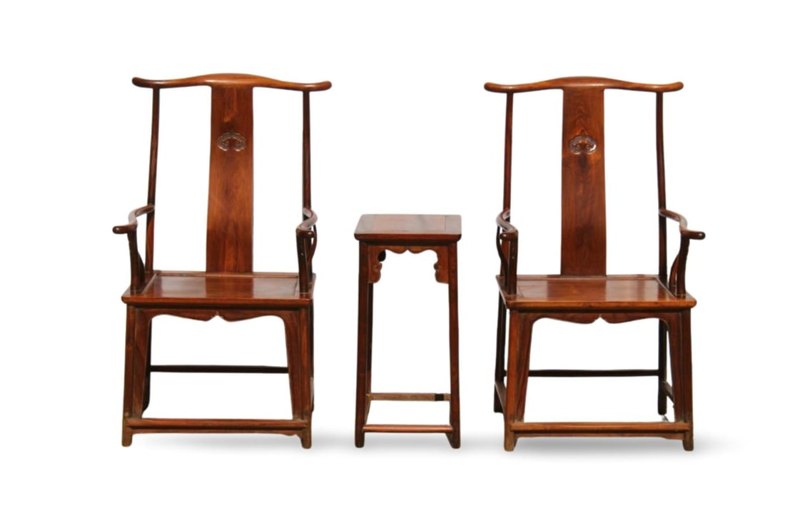 A Three Piece Hardwood Chair Set (1 of 6)