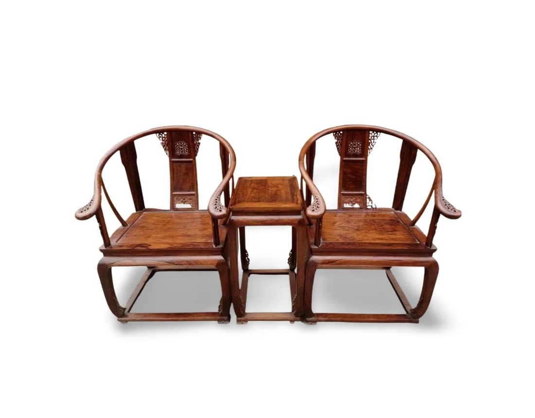 A Three Piece Hardwood Chair Set (1 of 5)