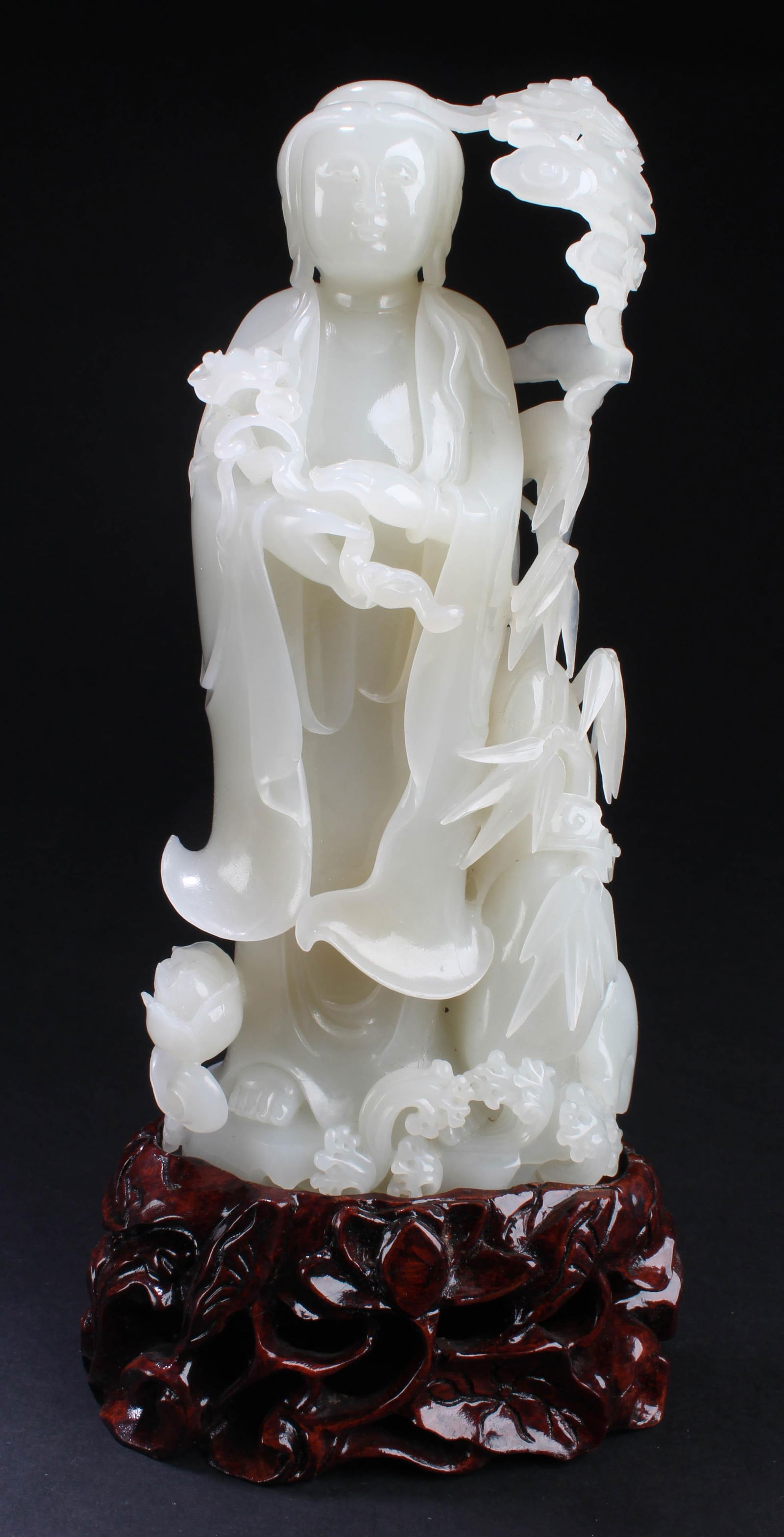 Chinese Carved Nephrite Jade Guanyin Statue, GIA (1 of 5)