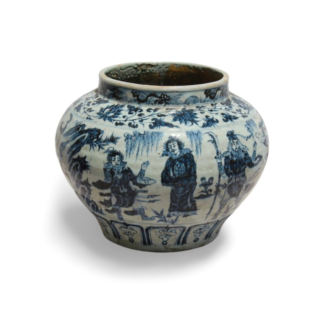 A Blue and White Jar: A Blue and White Jar. Dimension: 13" x 17.5".