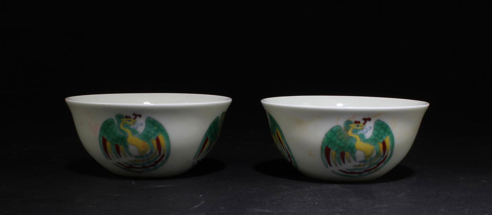 A Pair of Chinese Porcelain Cups: A Pair of Chinese Porcelain Cups. 'ChengHua' mark at base. Diameter: 3.35"