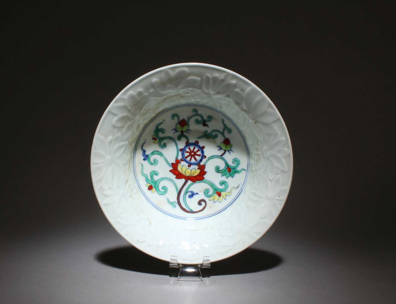 A Doucai Glaze Bowl: A Doucai Glaze Bowl. Dimensions: 2.6" x 7.9".