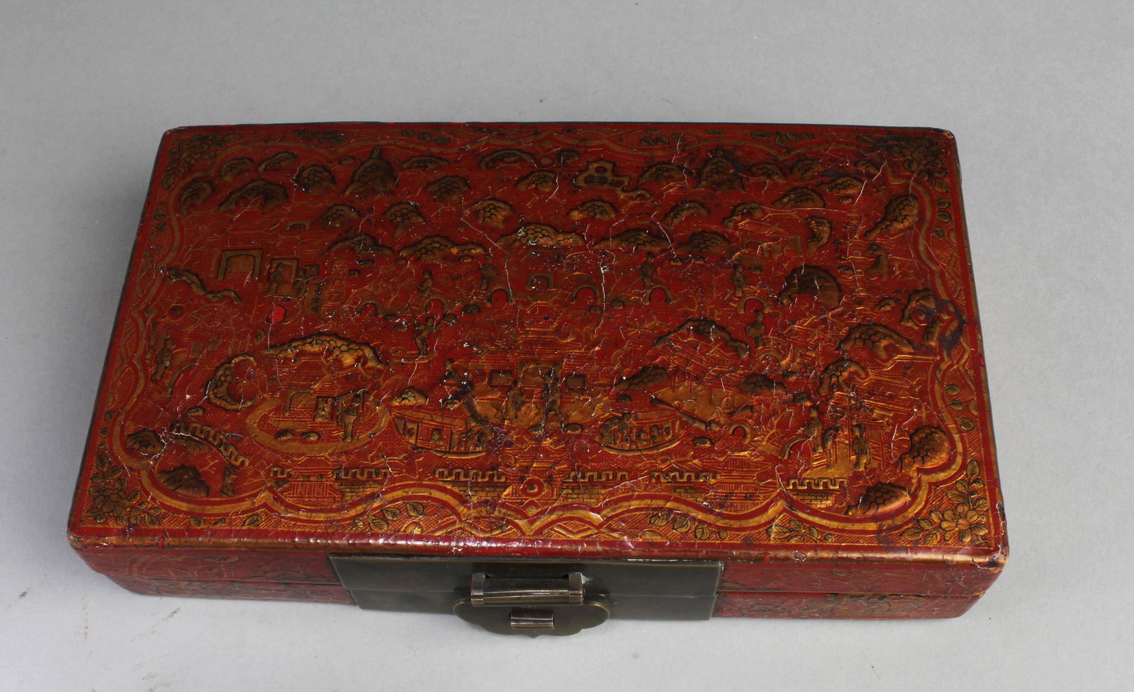 Antique Chinese Leather Rectangular Shaped Box - 3
