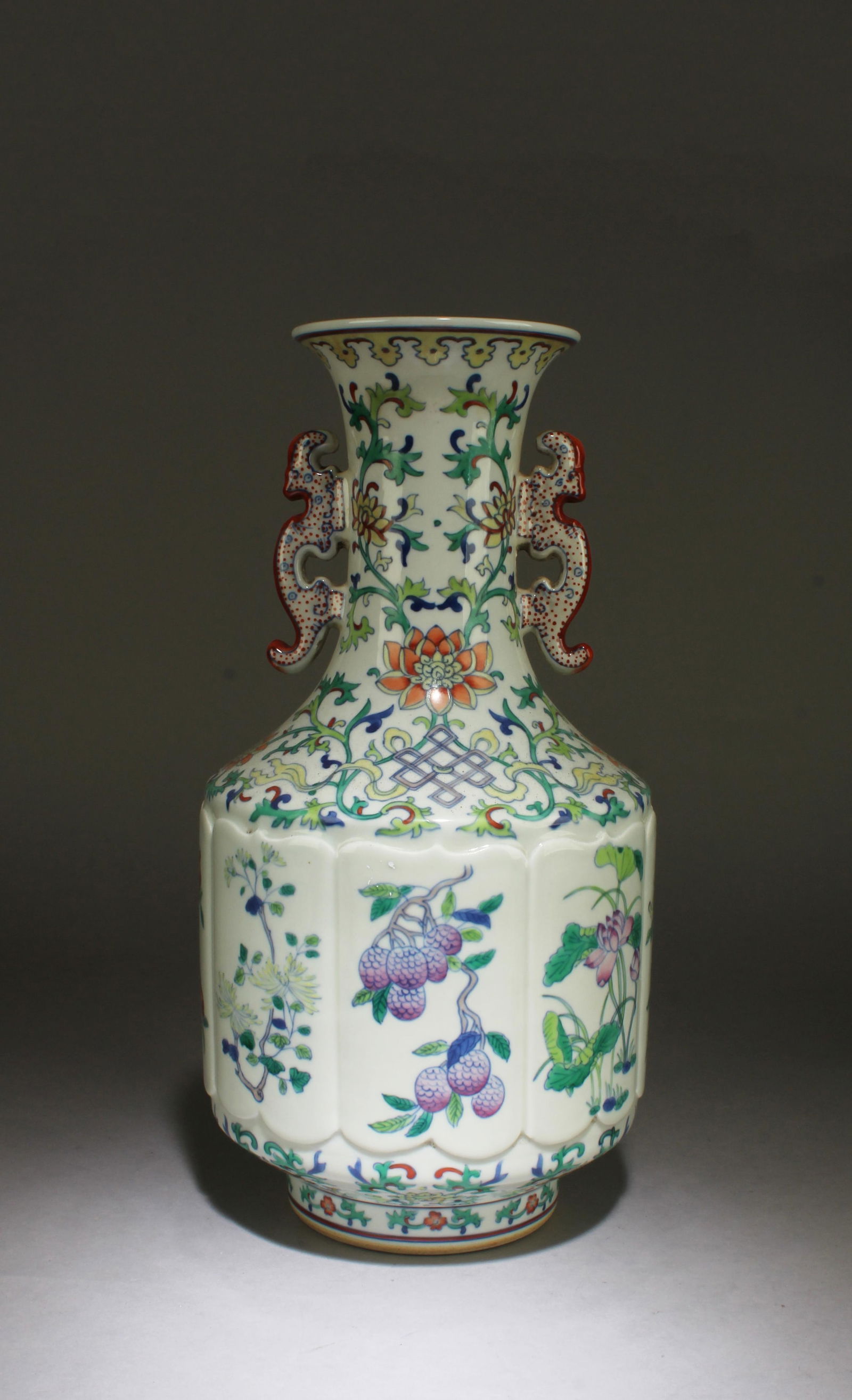 Porcelain Flower, Grape Double Ear Vase (1 of 8)