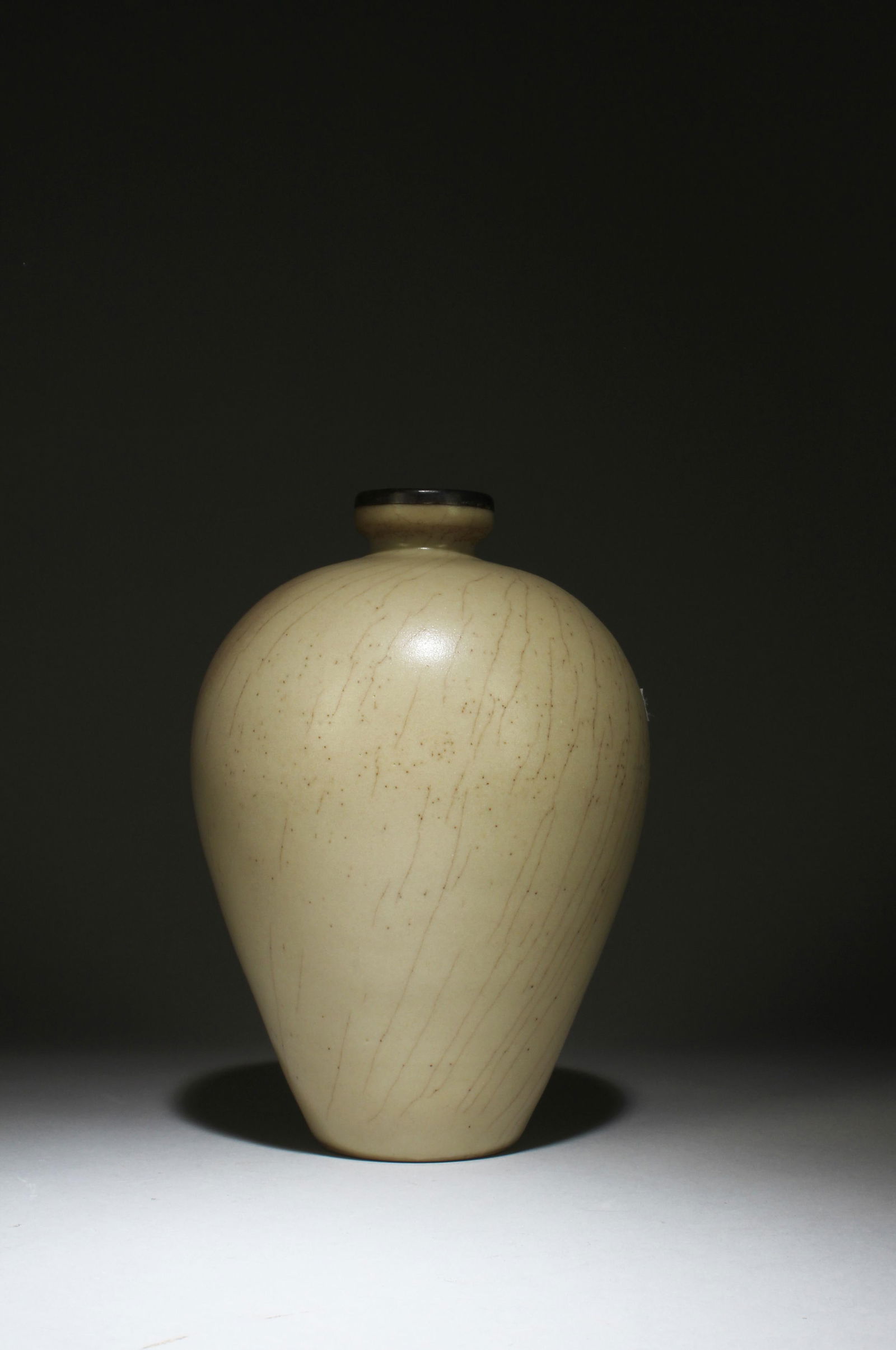 A Porcelain Vase: A Porcelain Vase, mouth rim with bronze lining. Height: 22 cm Diameter: 14.5 cmProvenance: From Dr Scott of Orange County, California