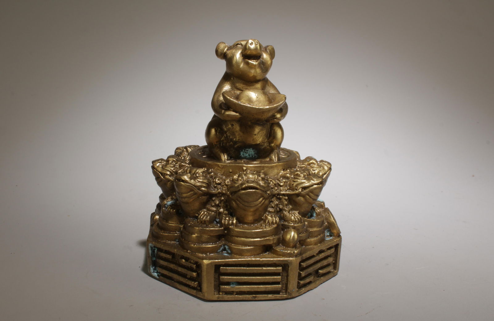 A Bronze Pig Money Ornament: A Bronze Pig Money Ornament. Dimension: 3.5" x 4".