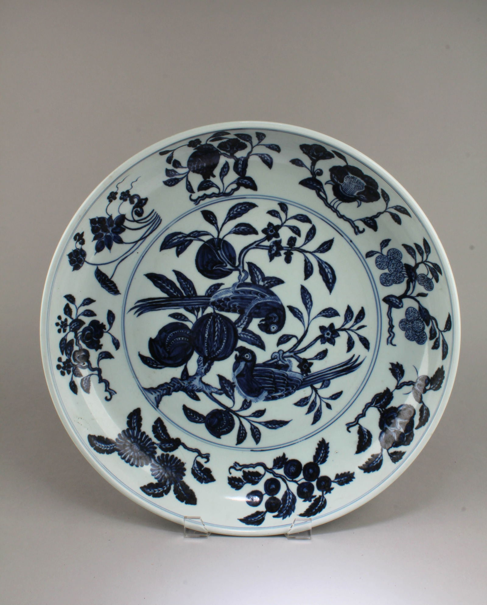 Chinese Blue & White Charger: Chinese Blue & White Charger. 'XuanDe' mark at base. Diameter: 17.75"