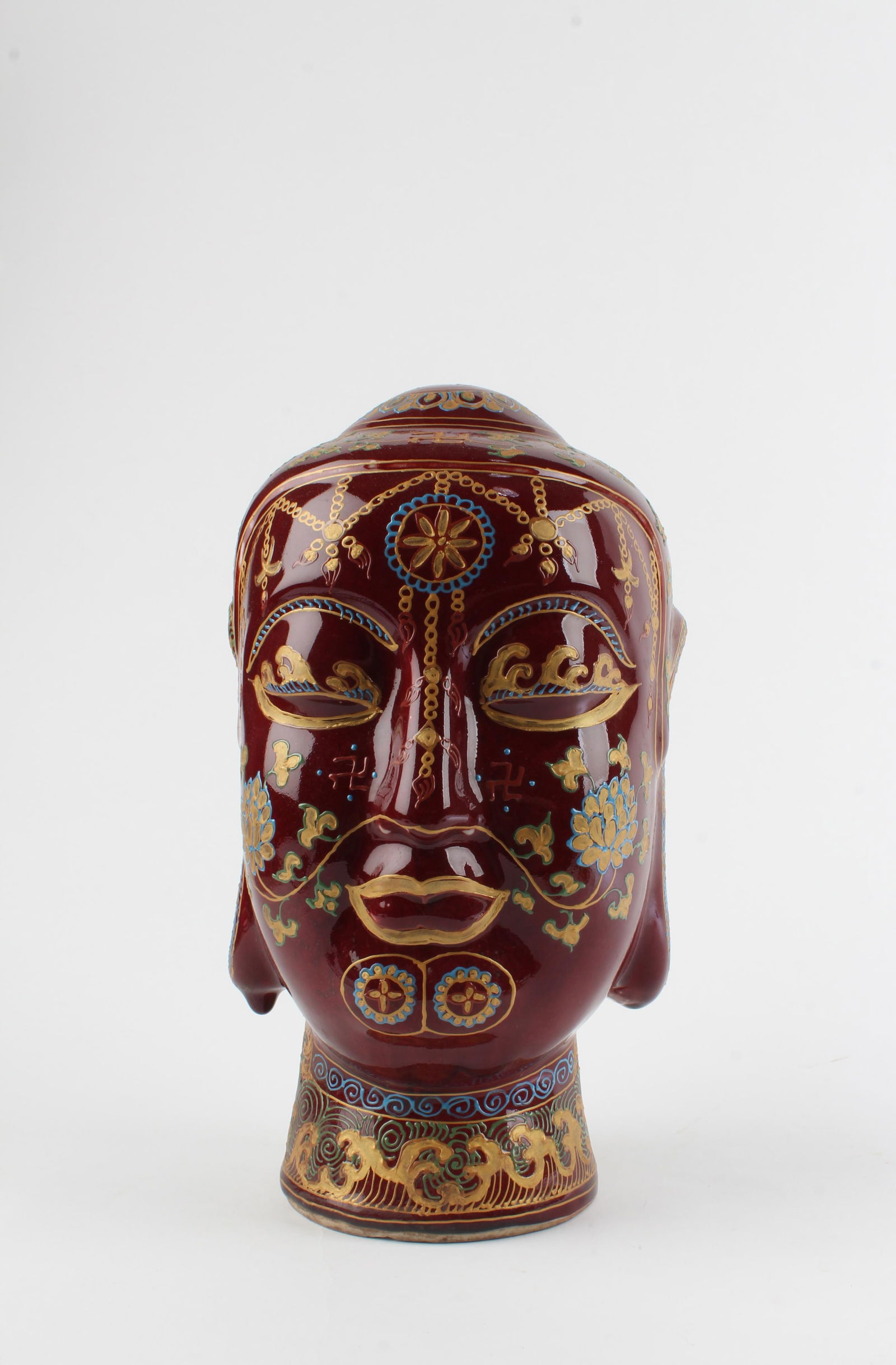 Chinese Porcelain Buddha Head: Chinese Porcelain Buddha Head. Height: 10.75