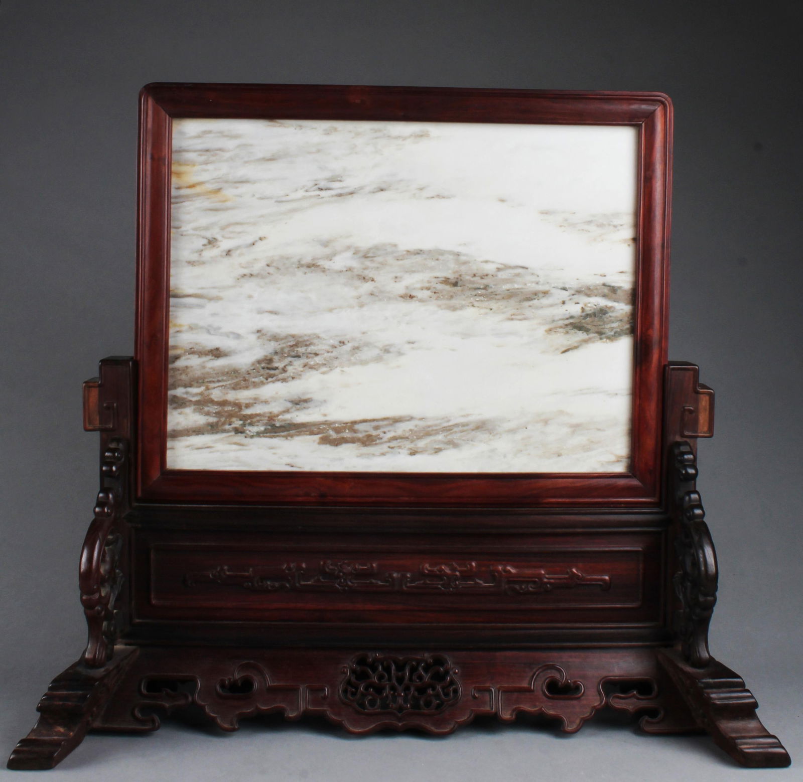 Chinese Hardwood Table Screen With Marble Inlay (1 of 6)