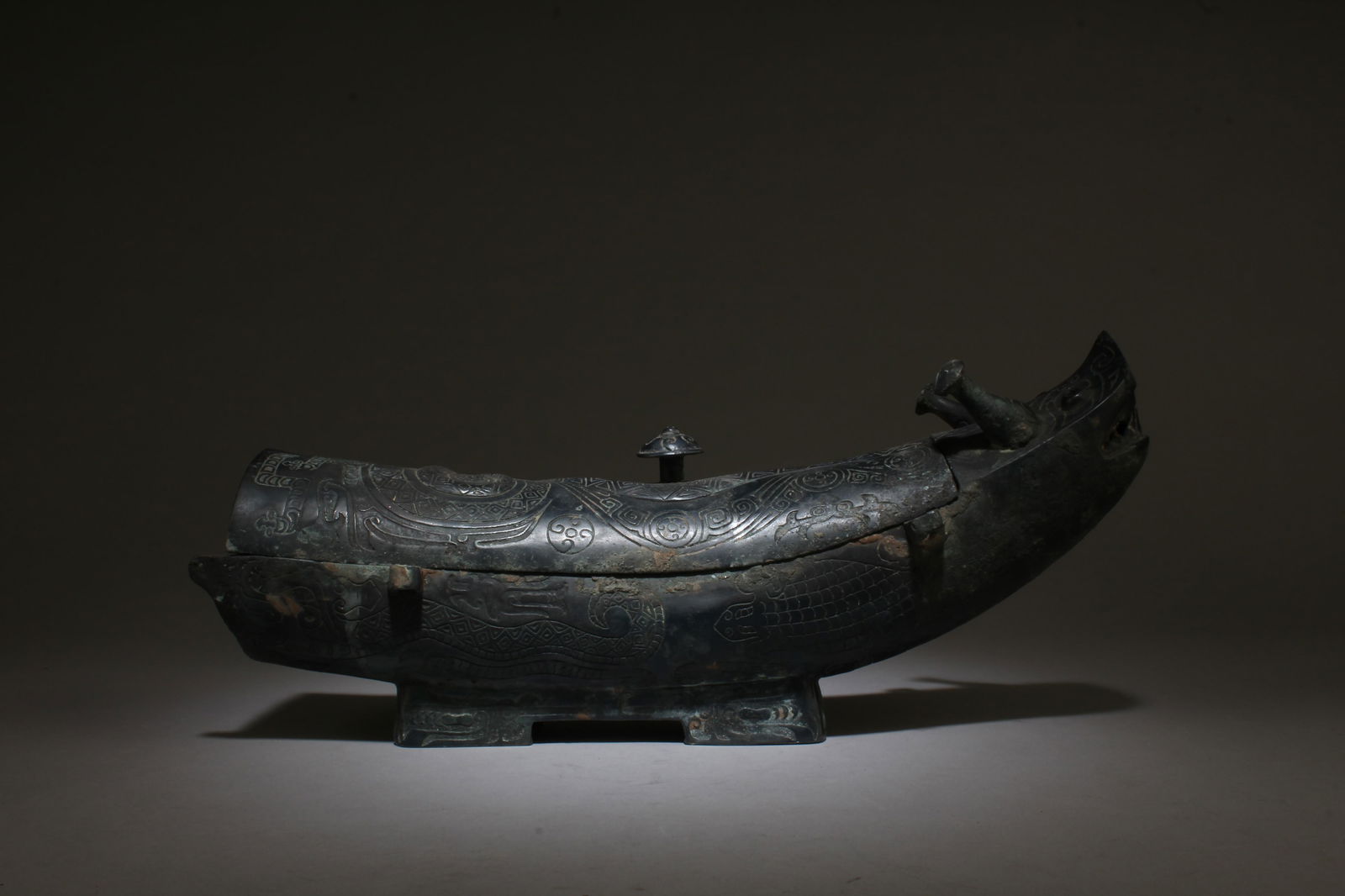 A Chinese Bronze Mythical Creature Ornament: A Chinese Bronze Mythical Creature Ornament. Dimensions: 14" x 6.3".