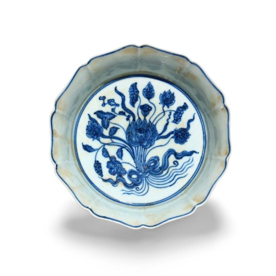 A Blue and White Ink Washer: A Blue and White Ink Washer. Dimension: 7.75" x 7.75" x 2".