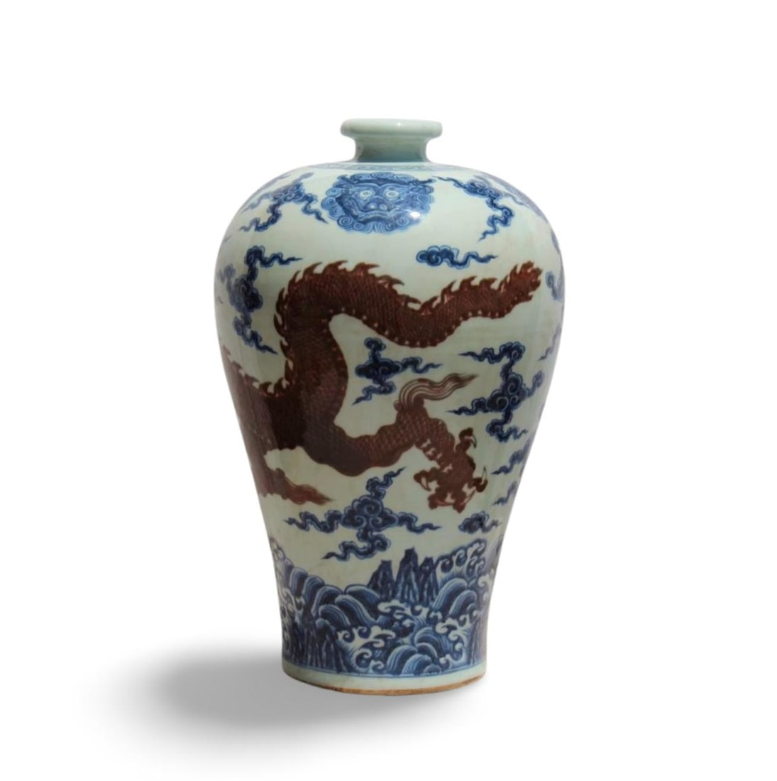 A Blue and Underglazed Red Dragon Vase - 3