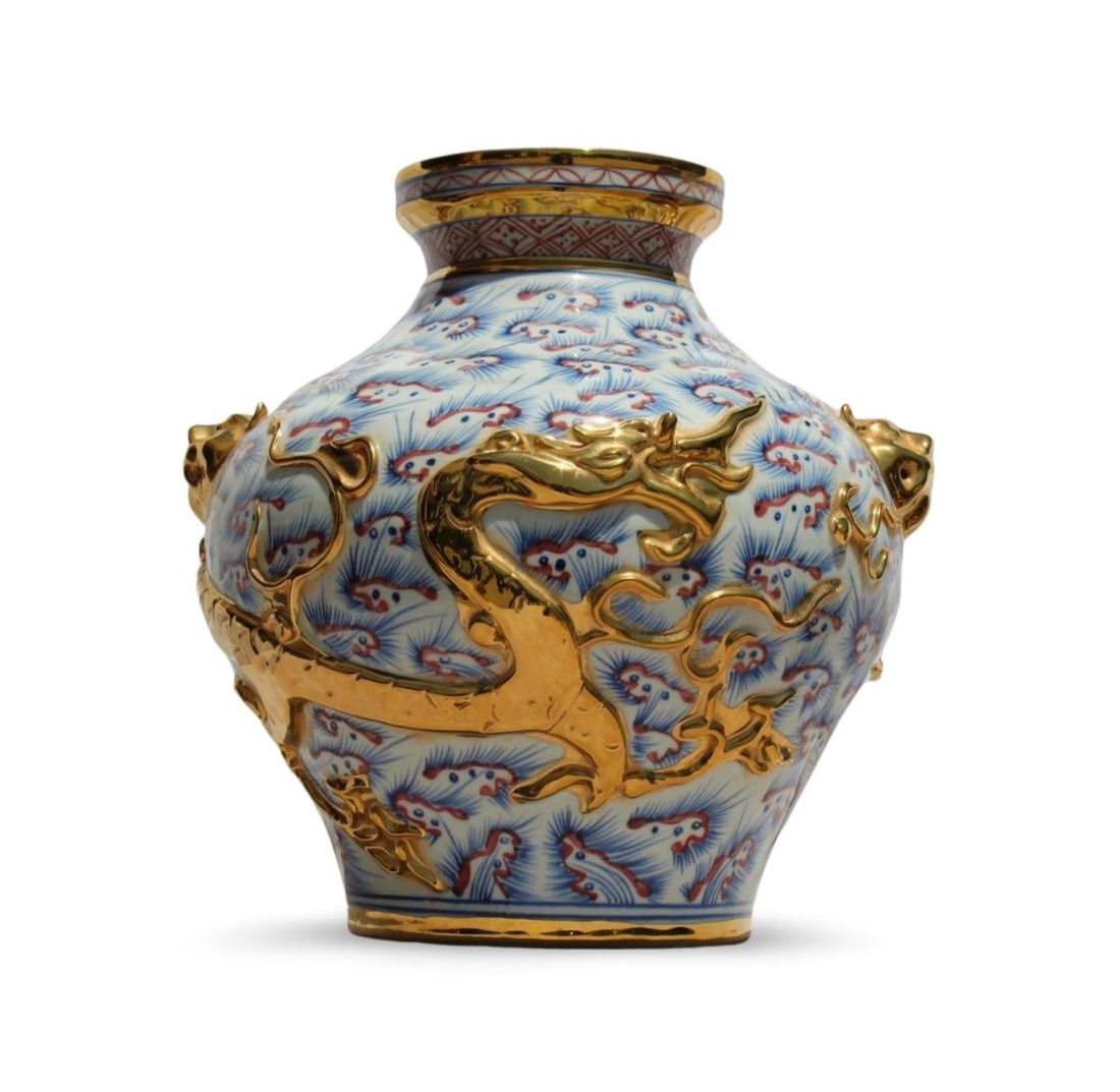 A Porcelain Jar: A Porcelain Jar. Dimension: 14" x 14".