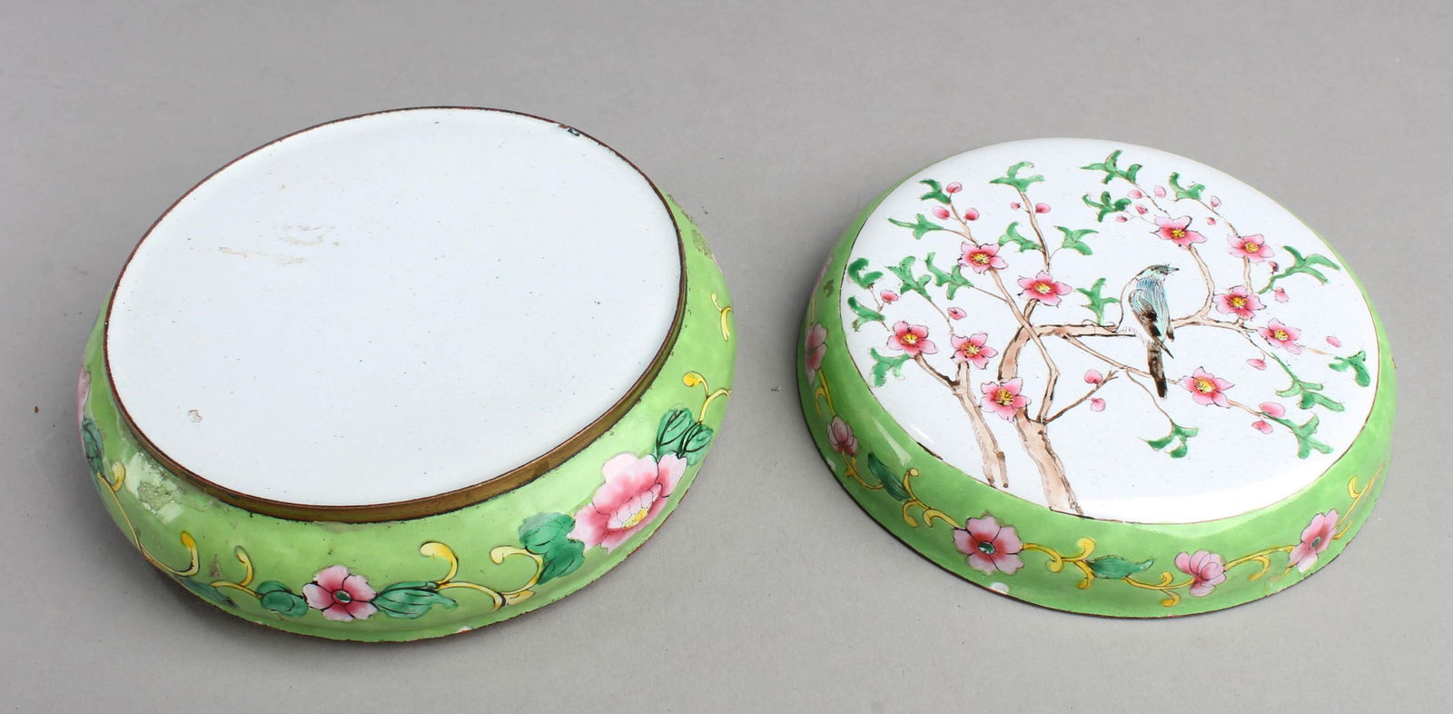 Antique Enamel Glazed Round Container - 3