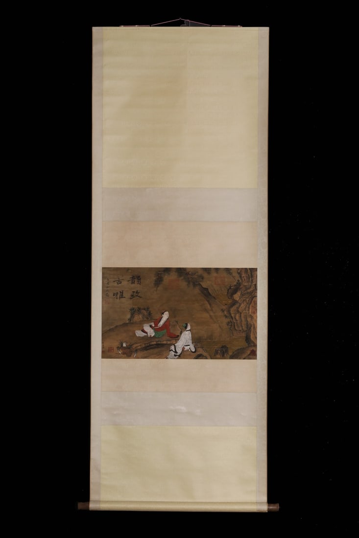 A Hanging Scroll Depicting Scholar Under Pine Attributed to Li Tang: A Hanging Scroll Depicting Scholar Under Pine Attributed to Li Tang. Total Length: 71.65" x 25.98"; Painting: 22.83" x 13.58".