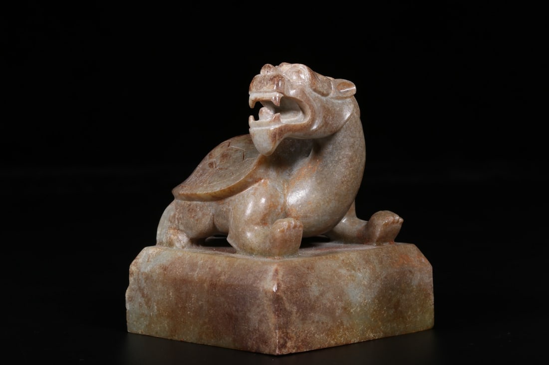 An Archaic Jade Dragon?Tortoise Seal: An Archaic Jade Dragon?Tortoise Seal. Dimensions: 3.35" x 2.76" x 2.64"; Weight: 1.199lbs.